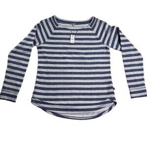 T by Talbots Sweater Womans Extra Small XS Boat Neck Blue Grey "Textured" Stripe